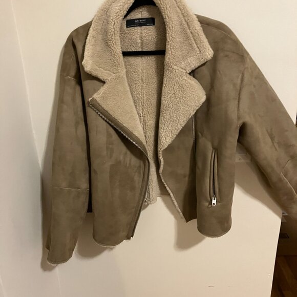 Zara Shearling Faux Suede Bomber Jacket in XXL (lightly worn) - Picture 5 of 5